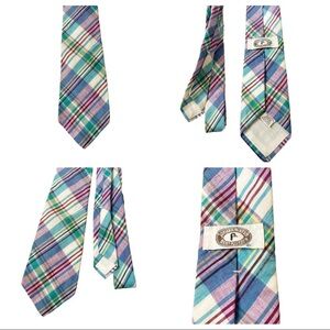 Vintage Jordan Marsh Bert Pulitzer Plaid Country Club Preppy Golf Tie Linen
